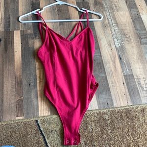 Red strapping tank top
